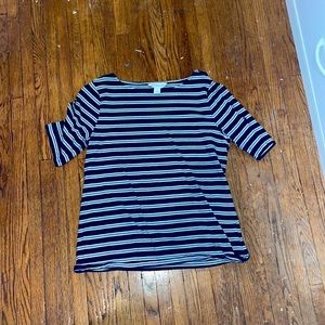 A stripe whit and dark blue shirt